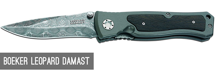 Einhandmesser aus Damststahl - Boeker Leopard